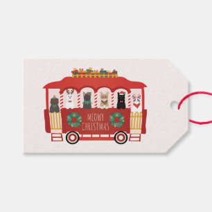 Étiquettes-cadeau Chats Noël Trolly Meowy Noël
