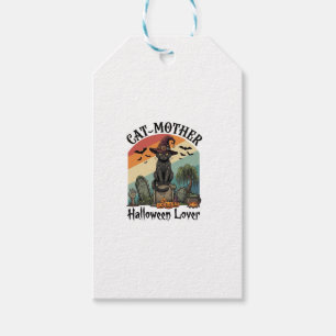 Étiquettes-cadeau Chatte Mère Amoureuse d'Halloween Chapeau de Sorci