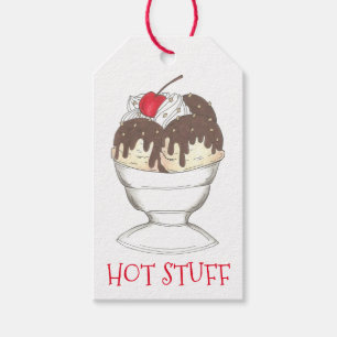 Étiquettes-cadeau CHAUD BOULOT Valentine Crème glacée Sundae Balise
