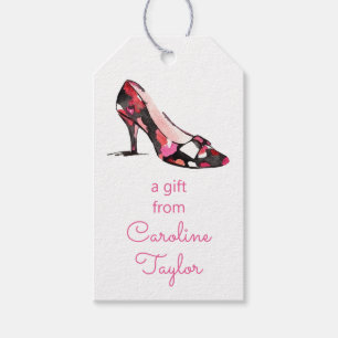 Étiquettes-cadeau Chaussure de concepteur de talon haute aquarelle