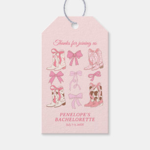 Étiquettes-cadeau Chaussures et rubans rose pour enterrement de vie