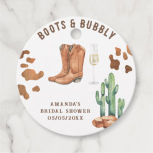 Étiquettes Cadeau Chaussures Western et Bubbly enterrement de vie de