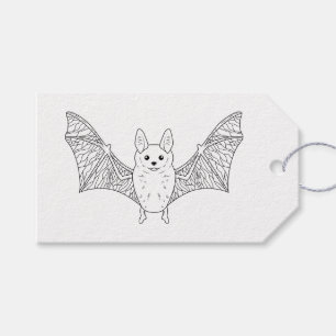 Étiquettes-cadeau Chauve-souris minimale avec ligne d'ailes Art Heur