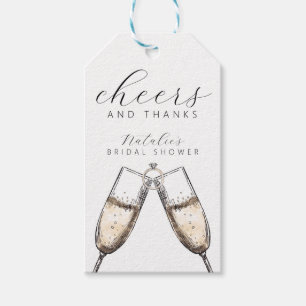 Étiquettes-cadeau Cheers Elegant Bubbly Fête des mariées Champange