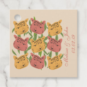 Étiquettes Cadeau Cheetah Fête de Mariage Plantes de la Jungle