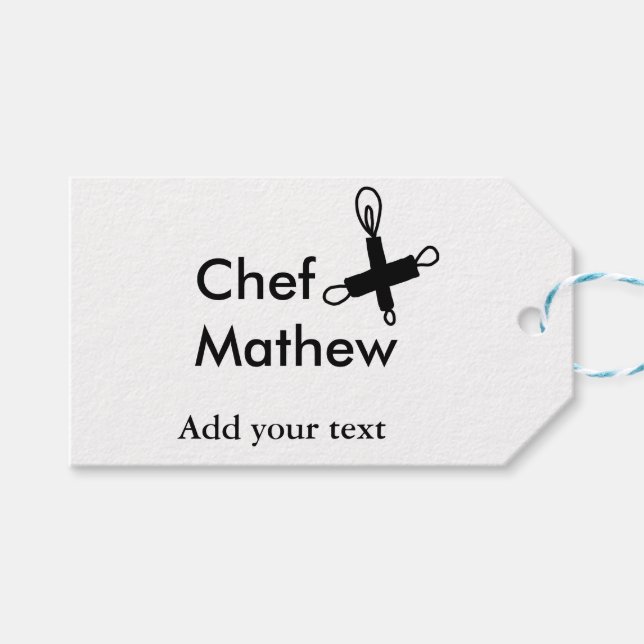 Étiquettes-cadeau Chef cuisinier ajouter nom texte hommes cuisine bo (Devant (Horizontal))