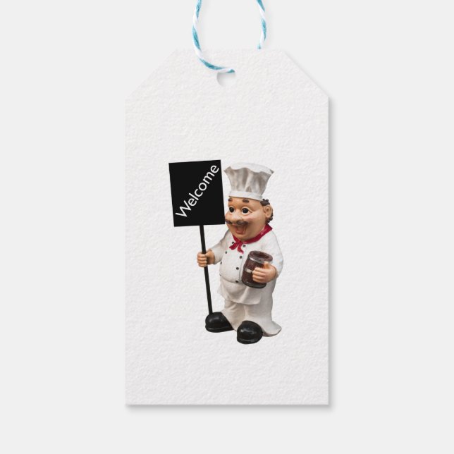 Étiquettes-cadeau Chef cuisinier - Carte de menu BIENVENUE (Dos)