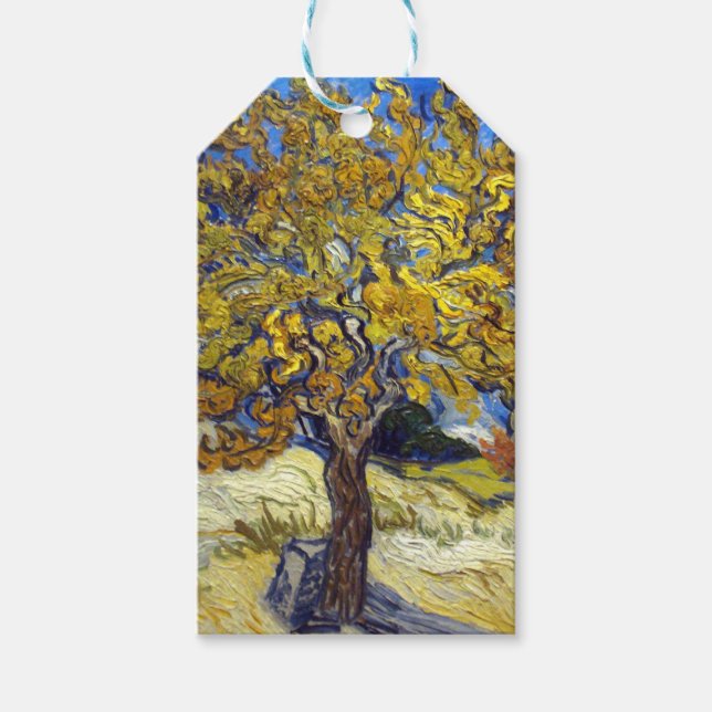 Étiquettes-cadeau Chef-d'œuvre d'art du mûrier de Van Gogh (Devant)
