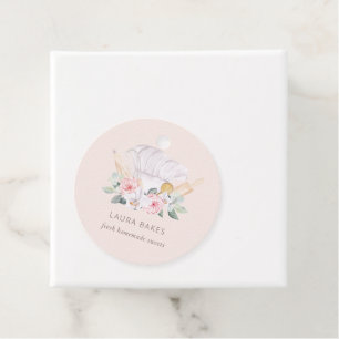Étiquettes Cadeau Chef rose pâle Casquette Restauration Floral Rolle
