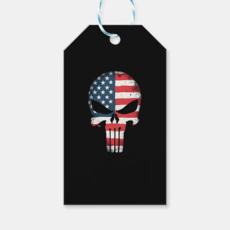 Étiquettes-cadeau Chemise 4 juillet pour femmes hommes crâne drapeau
