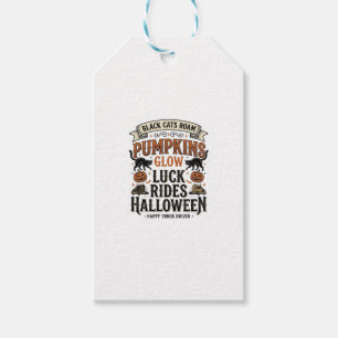 Étiquettes-cadeau Chemise de chauffeur de camion Halloween avec chat