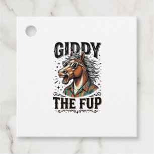 Étiquettes Cadeau Chemise de gravure vintage de cheval de Fup drôle
