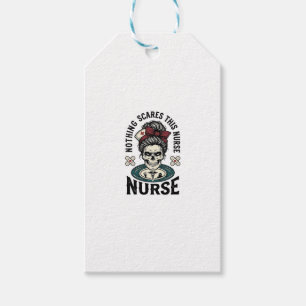 Étiquettes-cadeau Chemise d'infirmière Halloween Graphique de crâne
