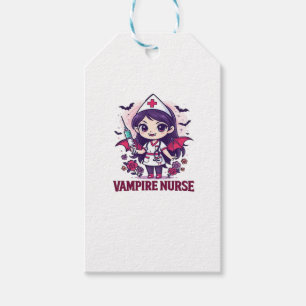 Étiquettes-cadeau Chemise d'infirmière vampire � Travail médical drô
