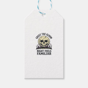 Étiquettes-cadeau Chemise graphique de crâne de lune effrayante Hall