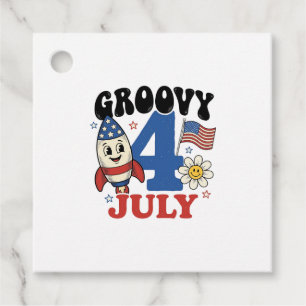Étiquettes Cadeau Chemise patriotique de fusée Groovy 4 juillet Desi