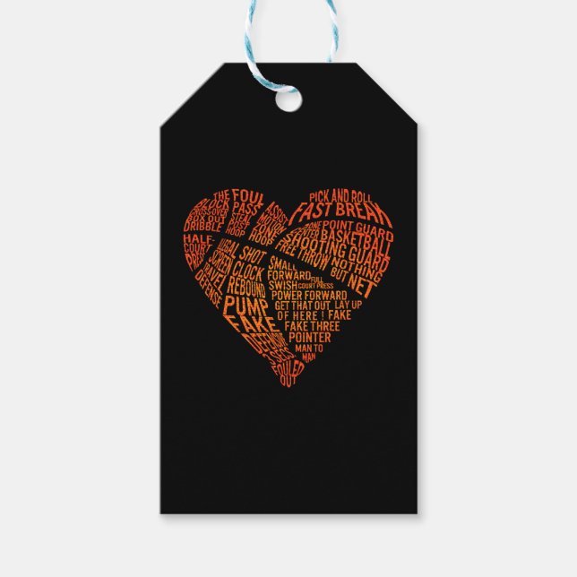 Étiquettes-cadeau Chemise Valentines, Coeur Basketball Hoops Romance (Devant)
