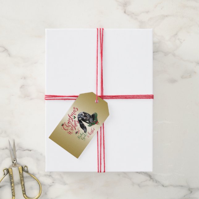 Étiquettes-cadeau CHÈQUE | Noël Voeux Bébé Chèvre Baisers Nubian (With Twine)