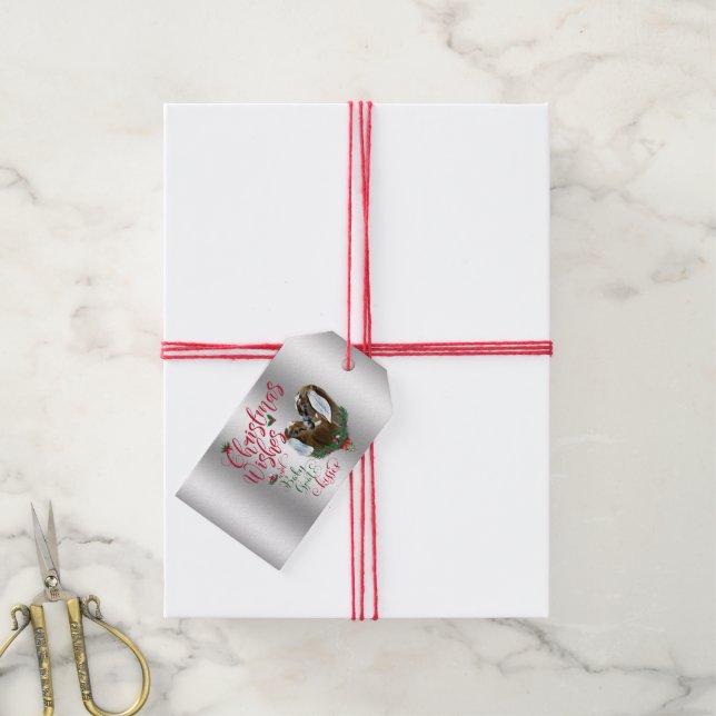 Étiquettes-cadeau CHÈQUE | voeux de Noël Bébé Chèvre Baisers Nubian  (With Twine)