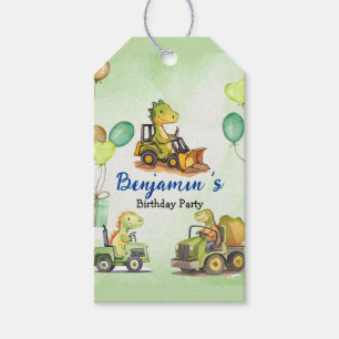 Étiquettes-cadeau Cher dinosaure de construction ballon de camion de