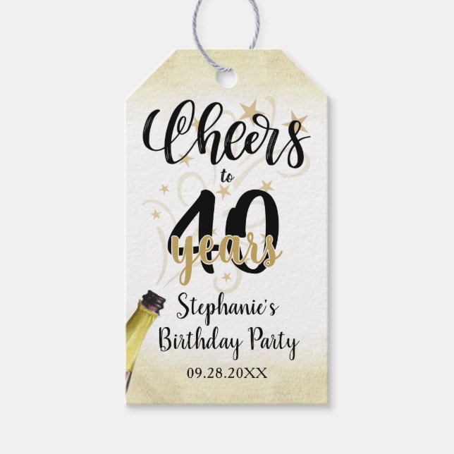Étiquettes-cadeau CHERS D'Anniversaire À # ANNÉES Black Gold Script (Devant)