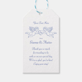 Étiquettes-cadeau Chérubins tenant un cœur Couple Cupidons Initiales