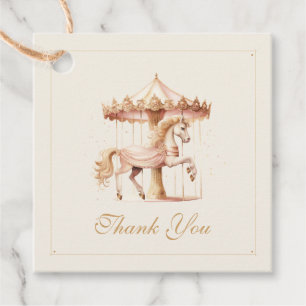 Étiquettes Cadeau Cheval de carrousel rose vintage remerciement pour