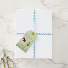 Étiquettes-cadeau Cheval de Dala en hiver vert et rouge