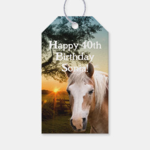 Étiquettes-cadeau Cheval personnalisé pays occidental 40e anniversai