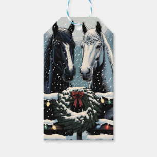 Étiquettes-cadeau Chevaux de fête   Joyeux Noël