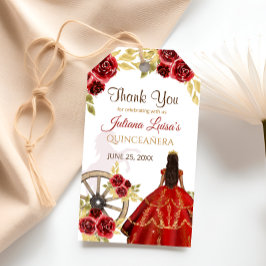 Étiquettes-cadeau Chevaux de la Couronne d'or rouge Quinceañera de l