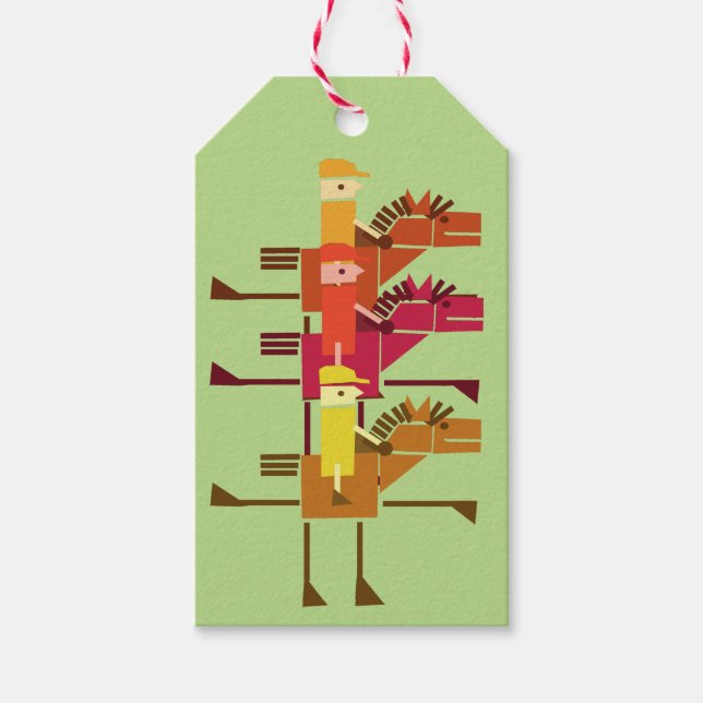 Étiquettes-cadeau Chevaux et cavaliers (Devant)