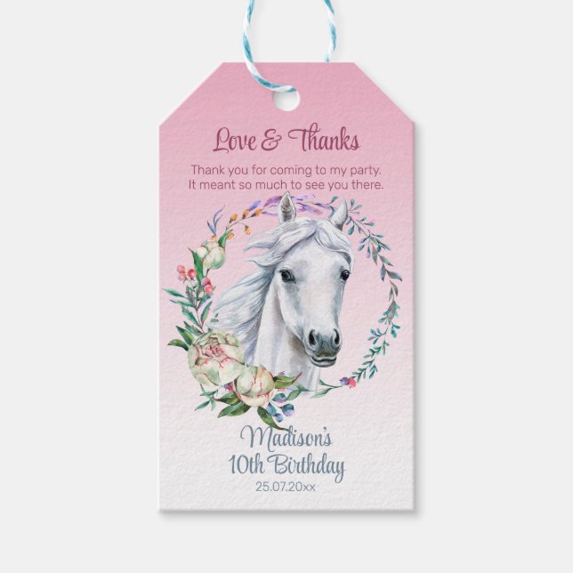 Étiquettes-cadeau Chevaux selle up anniversaire merci (Devant)