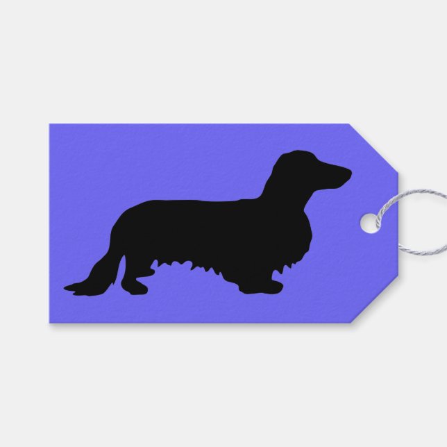 Étiquettes-cadeau Cheveux longs Dachshund - Silhouette 1 (Devant (Horizontal))