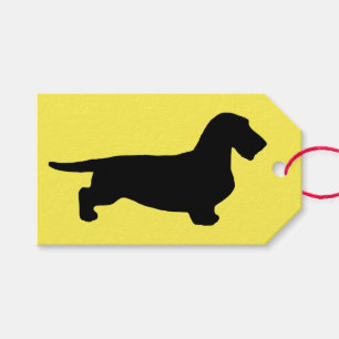 Étiquettes-cadeau Cheveux ronds Dachshund - Silhouette 1
