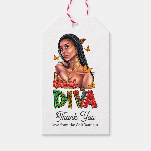 Étiquettes-cadeau Chic African American Diva (Devant)