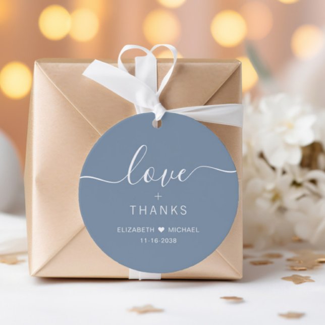 Étiquettes Cadeau Chic Amour Et Remerciements Mariage Dusty Blue (Créateur téléchargé)
