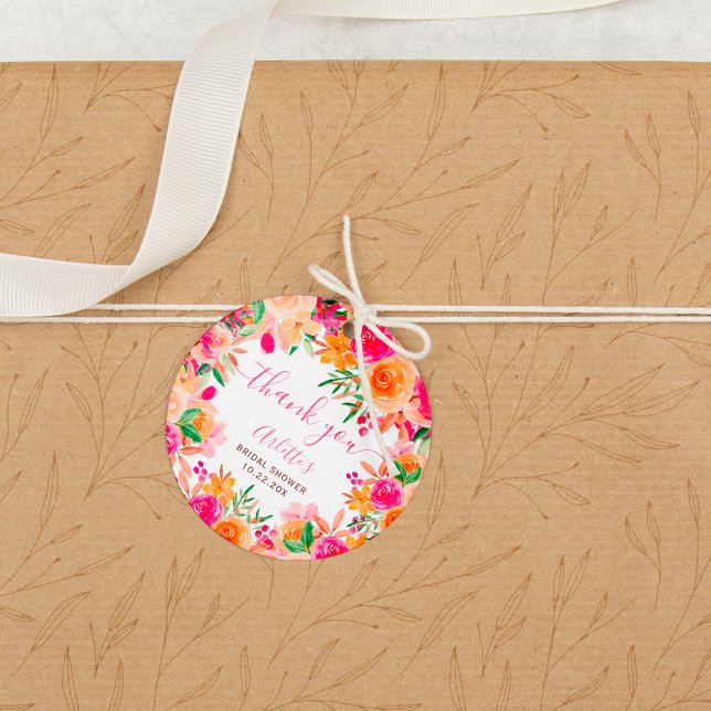Étiquettes Cadeau Chic audacieux floral aquarelle enterrement de vie (Chic Bold fall floral watercolor bridal shower Favor Tags)