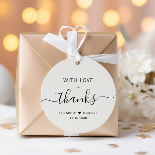Étiquettes Cadeau Chic avec amour crème Mariage Merci (Créateur téléchargé)