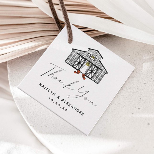 Étiquettes Cadeau Chic Barn Merci Mariage (Créateur téléchargé)