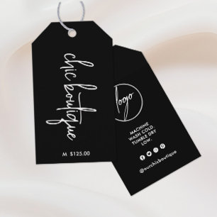 Étiquettes-cadeau Chic Black Vêtements Boutique Prix Hang Tag Logo
