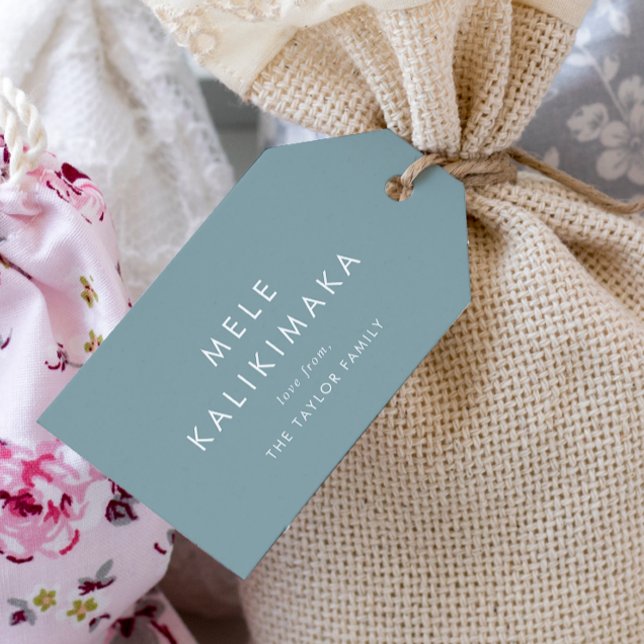 Étiquettes-cadeau Chic Blue Mele Kalikimaka Fêtes de Noël de famille (Créateur téléchargé)