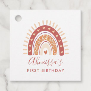 Étiquettes Cadeau Chic Bohemian Terracotta Rainbow Birthday Party