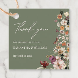 Étiquettes Cadeau Chic Boho Fleur sauvage Rustique Sage Mariage vert