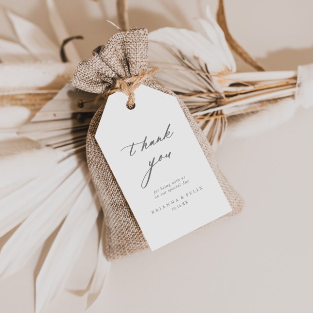 Étiquettes-cadeau Chic calligraphie Mariage argent Merci (Créateur téléchargé)