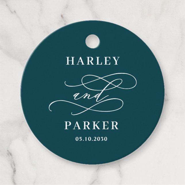 Étiquettes Cadeau Chic Calligraphy Wedding Favor Tags (Devant)