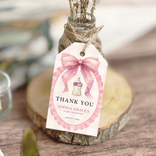 Étiquettes-cadeau Chic Coquette Chic Bow rose Baby shower fille