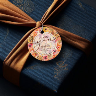 Étiquettes Cadeau Chic Fleurs d'automne Fête des mariées Merci