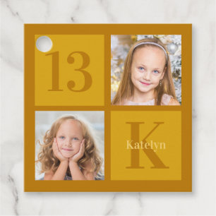 Étiquettes Cadeau Chic Gold 2 Photo Collage Personnalisé Anniversair