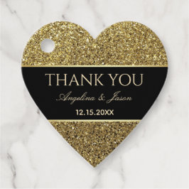 Étiquettes Cadeau Chic Gold Et Black Wedding Favoriser